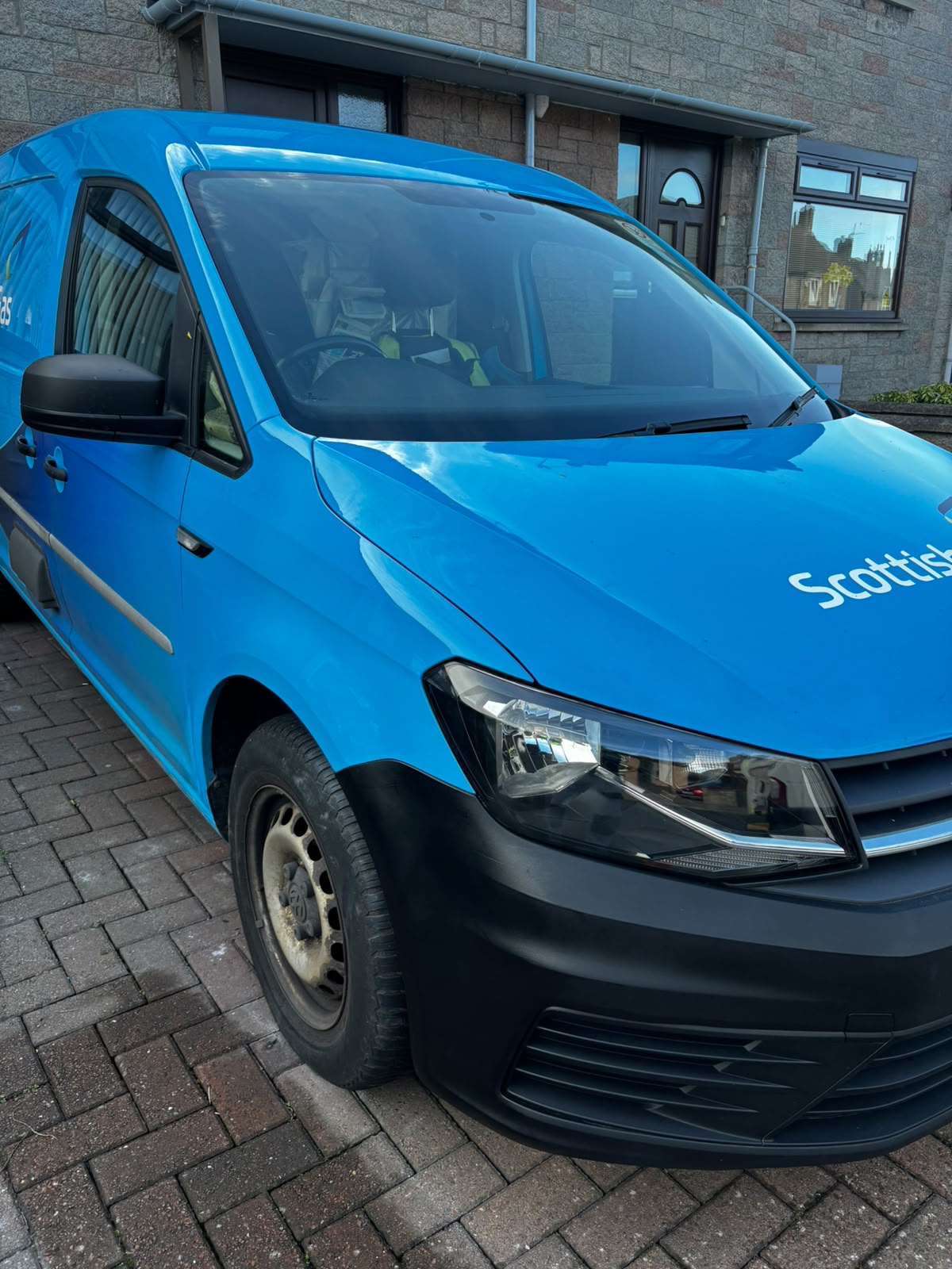 Mobile bumper repair completed on Scottish Gas van in Aberdeen driveway